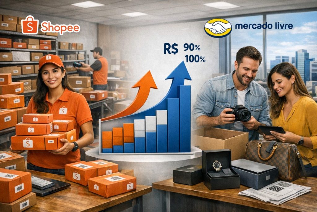 Shopee lidera em volume de compras, enquanto Mercado Livre concentra maior gasto e fidelidade do consumidor, segundo estudo da klavi