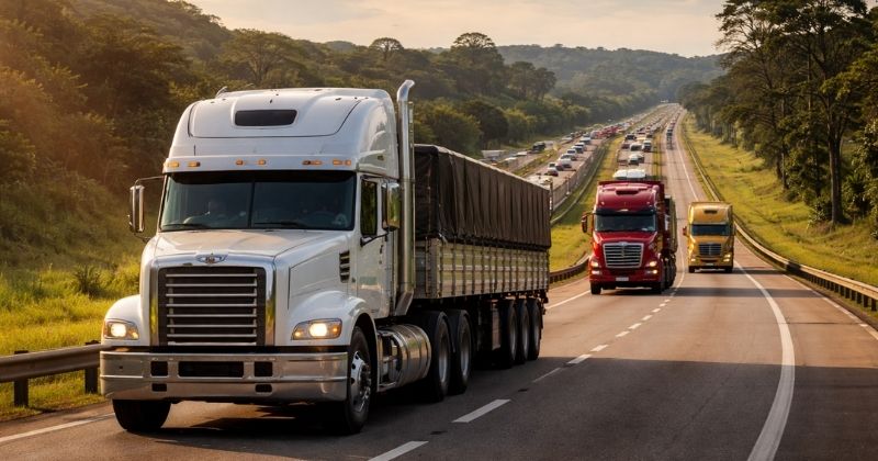 Caminhões rodam até 100 mil km por ano no Brasil: estudo da CNT revela padrão real de uso da frota
